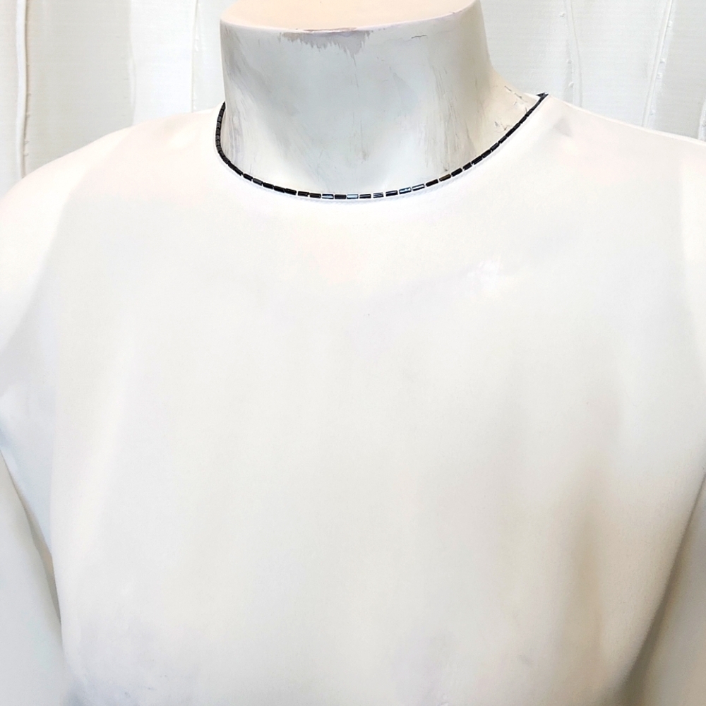 Vintage Susan Bristol White Beaded Holiday Top - Picture 3 of 5